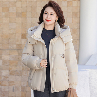 波士顿鹅绒服女款加厚短款妈妈装波士顿官方旗舰店羽绒服脱帽立领