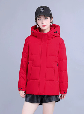 正品牌羽绒服女加厚中长款波士顿官方旗舰店本命年大红色大码外套