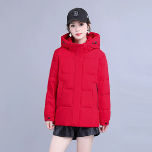 波斯顿羽绒服女加厚中长款波士顿官方旗舰店本命年大红色大码外套