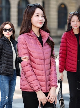 波斯顿轻薄短款羽绒服女款波士顿官方旗舰店女士薄款特大码可脱帽