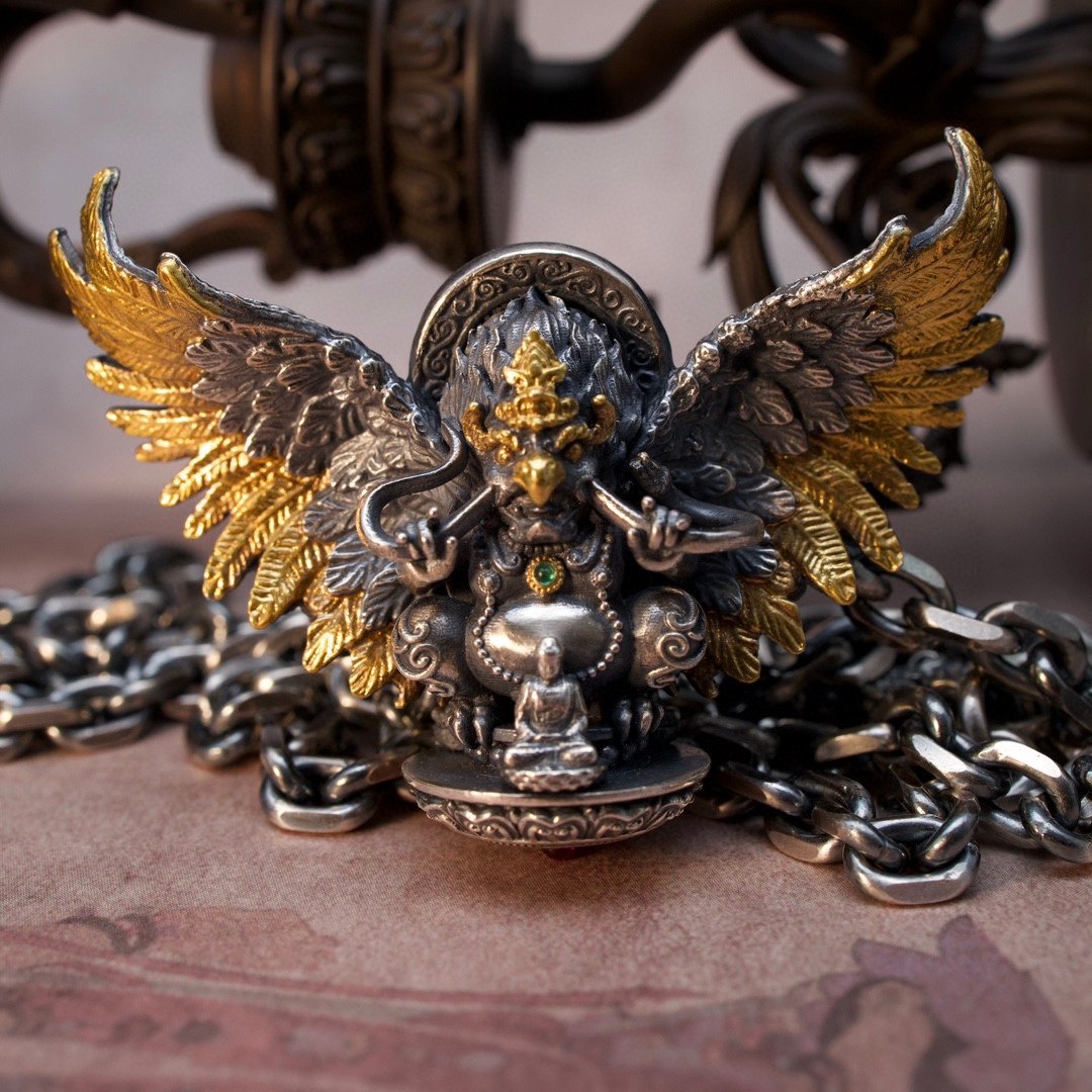 纯银【金翅大鹏鸟】套链 造型霸气 做工精细 金色部分为24k金,饰品/流行首饰/时尚饰品新,银饰项链,淘宝优惠券,粉丝福利购,淘宝优惠卷