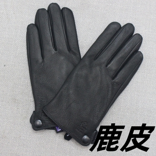 男士真皮手套时尚开车骑行摩托车防冻秋冬季加绒加厚保暖鹿皮手套