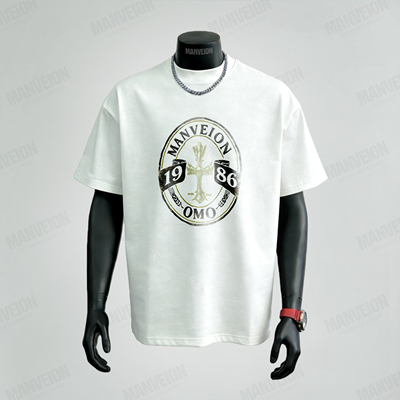 MANVEION2026新款1986复古十字架印花短袖T恤男宽松重磅纯棉半袖1