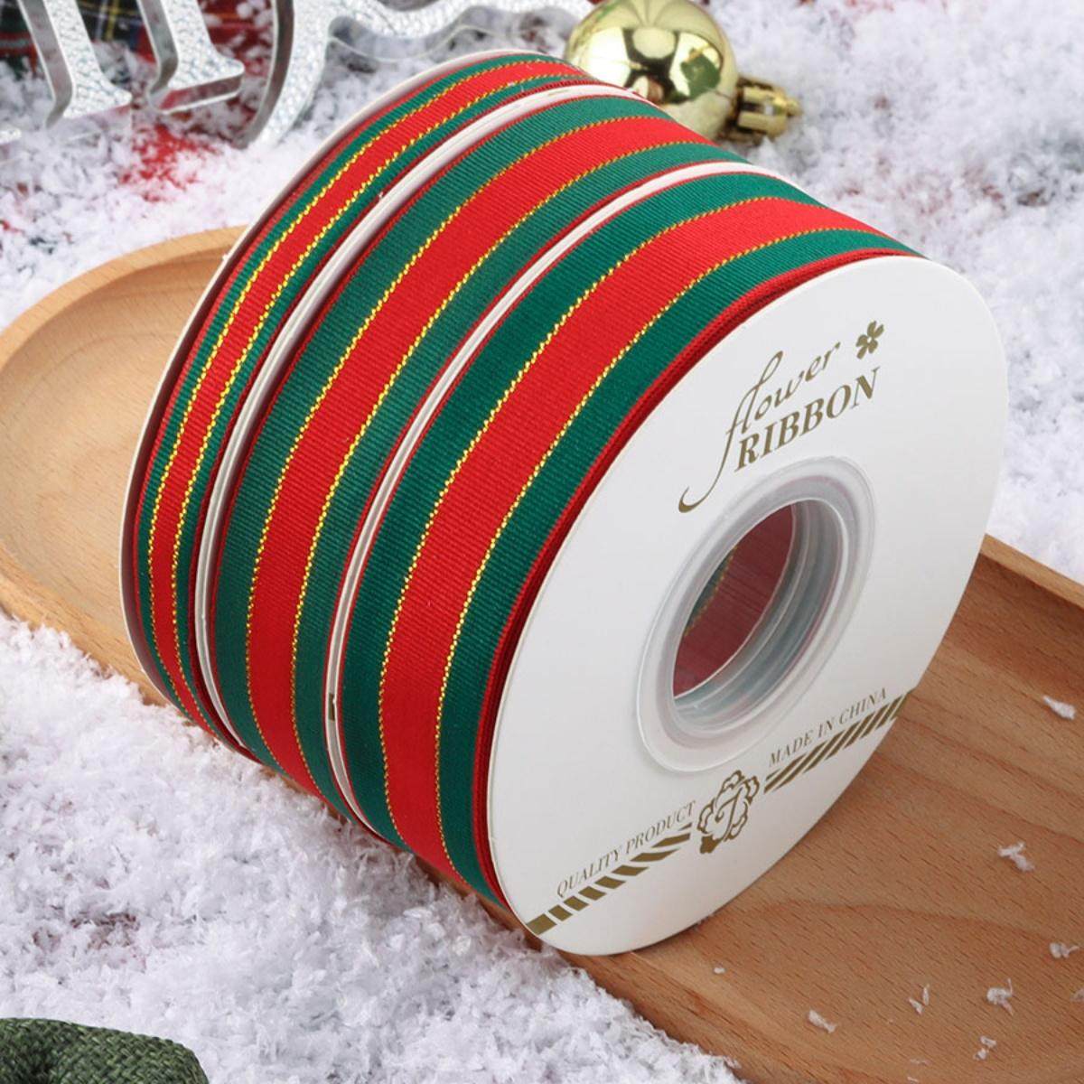 25码 红绿条纹圣诞丝带 鲜花装饰蛋糕包捆礼物包装手工蝴蝶结丝带