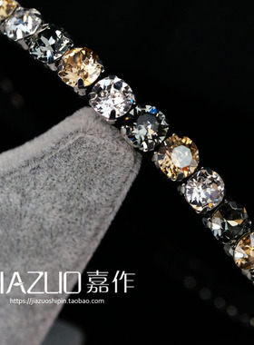 TOP系香槟灰色华子奥钻水钻镶钻韩国风细发卡手工发箍发饰