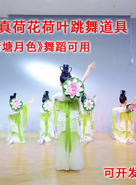 带杆仿真荷花荷叶跳舞表演道具
