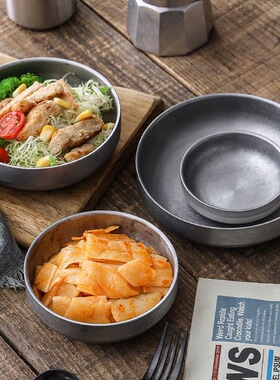 复古餐具韩式304不锈钢调料碟子烤肉店泡菜碟蘸料碟小菜碟酱汁碗