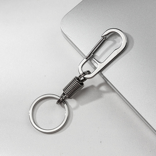 不锈钢弹簧钥匙扣挂件创意个性简约男士腰挂汽车钥匙链锁圈环挂饰