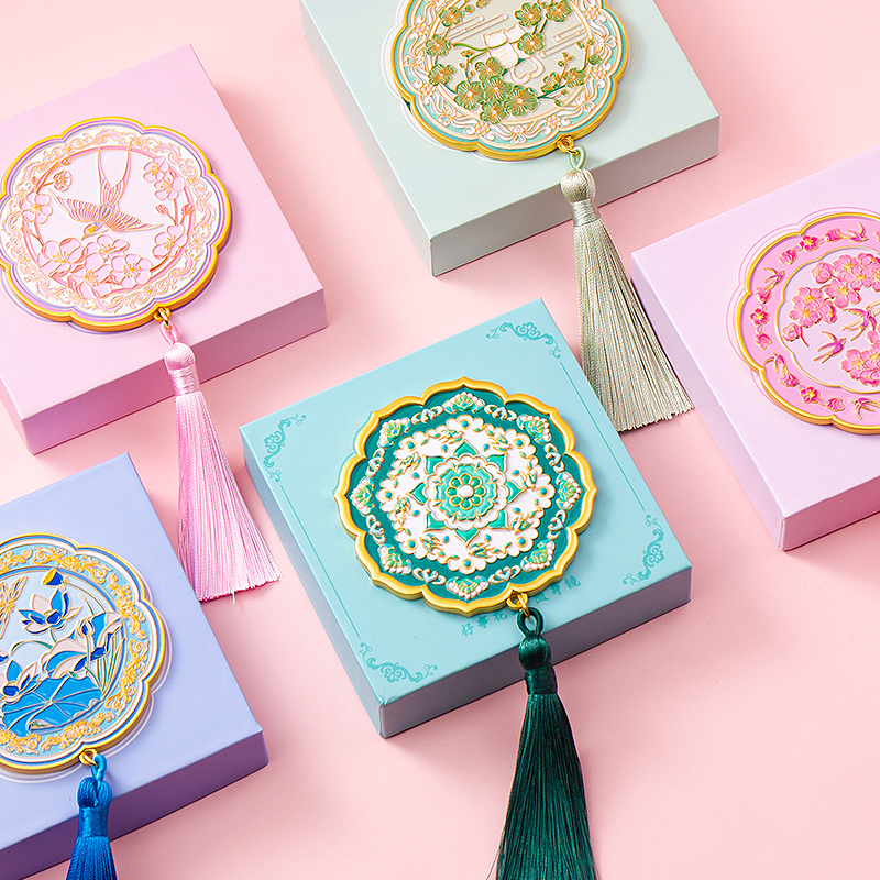 高颜值国风小圆镜礼盒装化妆镜