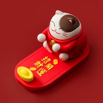 新年礼物创意个姓网红室内办公桌摆件招财猫可爱卡通手机支架