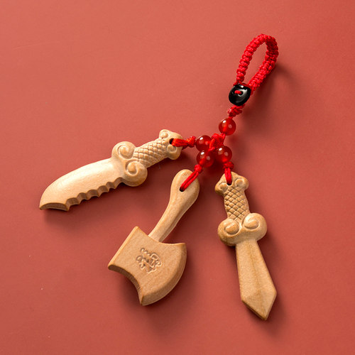 桃木福禄平安钥匙扣创意网红挂件