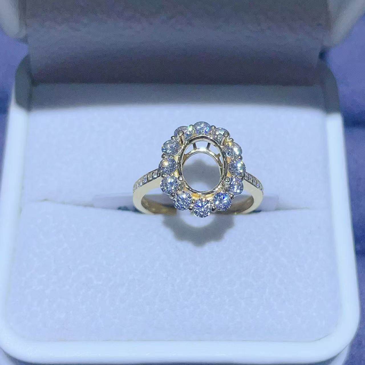 18K金AU750围锆戒指空托莫桑钻