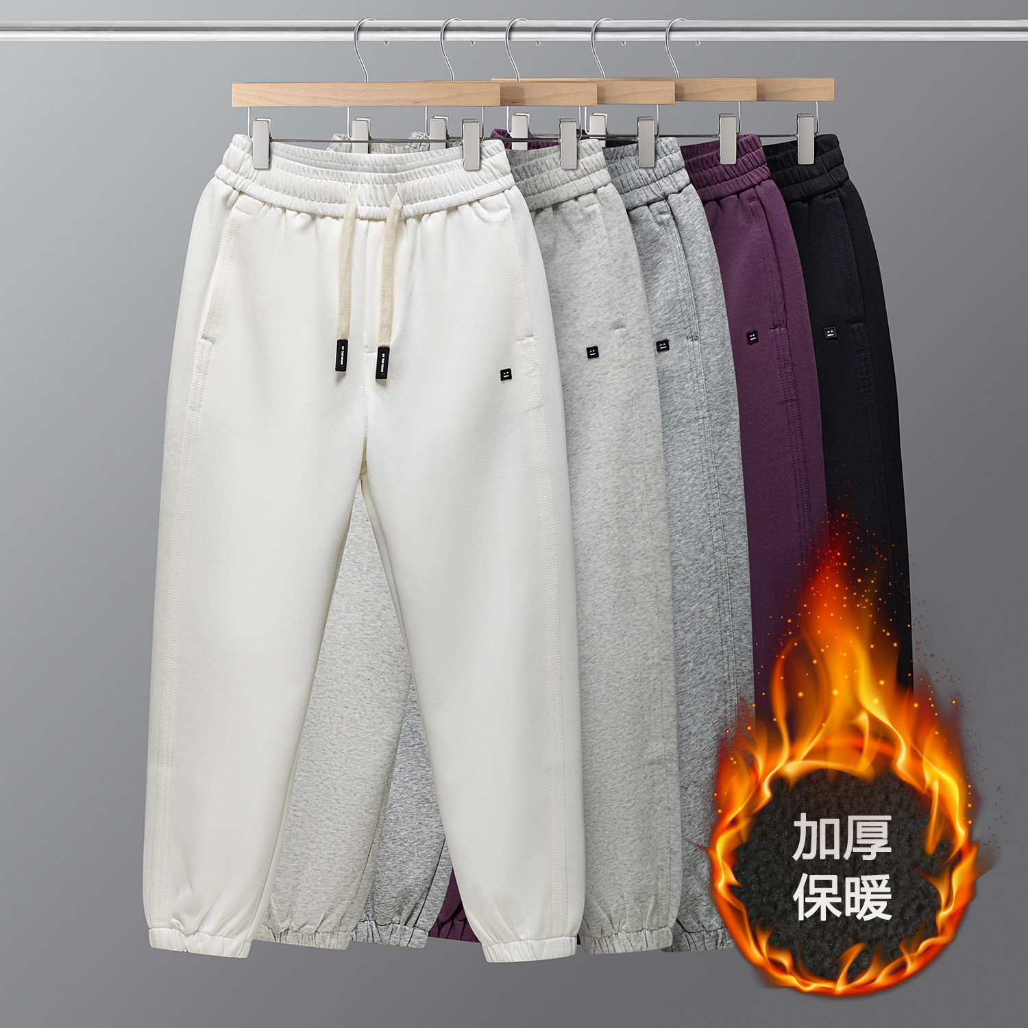 秋冬男士运动卫裤潮牌宽松束脚裤高级感花灰色刺绣裤子百搭休闲裤