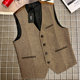 日系ins复古皮马甲男阿美咔叽多口袋V领短款 单排扣马夹背心坎肩潮