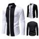 跨境欧美男士 商务型男夹克设计拼接撞色开衫 黑白拼色拉链长袖 衬衫