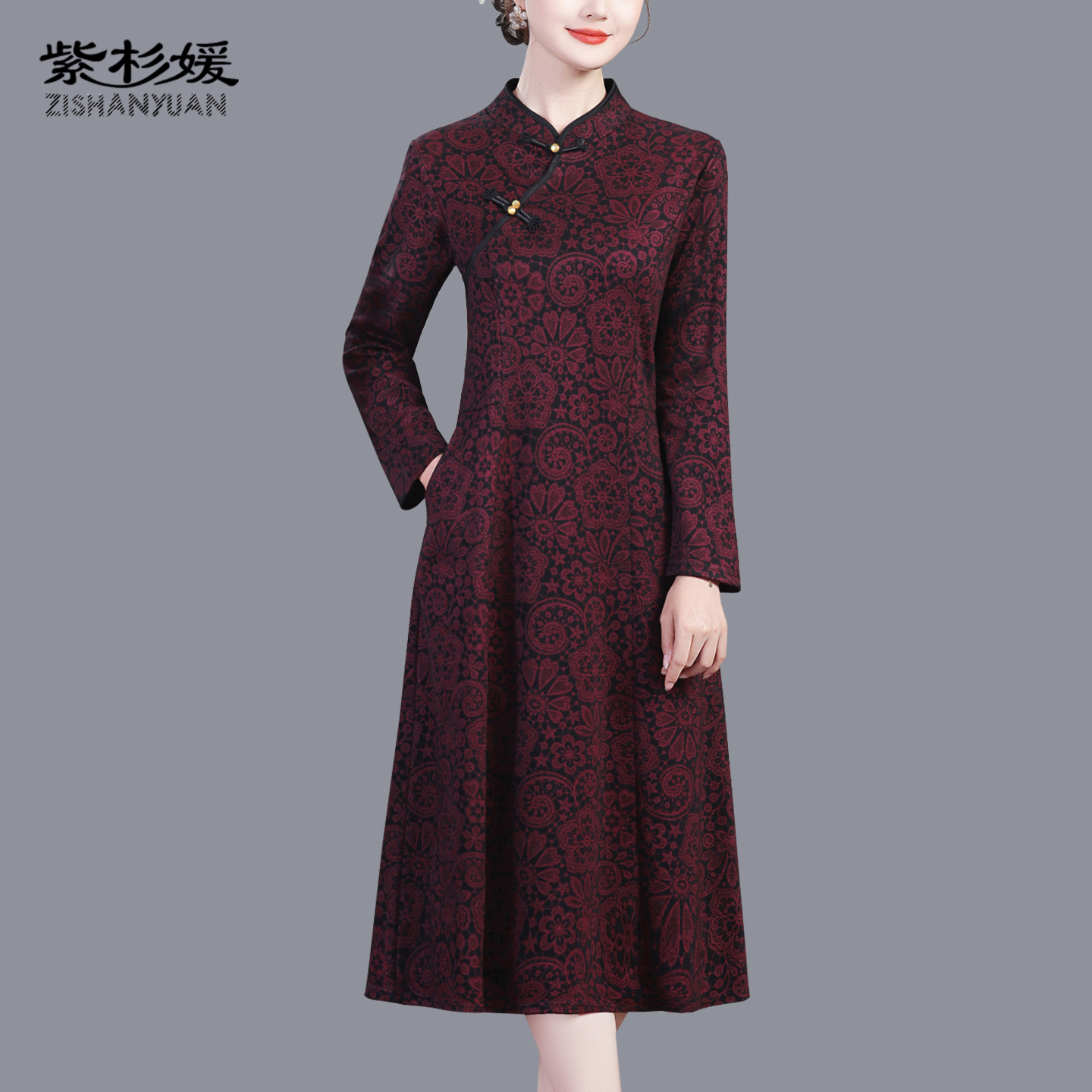 秋冬新款改良旗袍款打底裙连衣裙