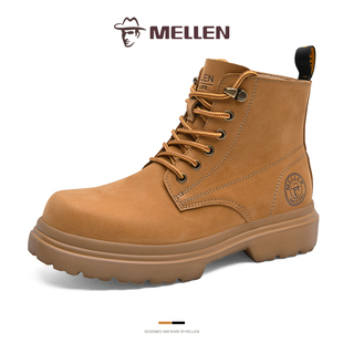 MELLEN名郎男鞋英伦风真皮工装靴耐磨防滑马丁靴户外休闲皮靴厚底