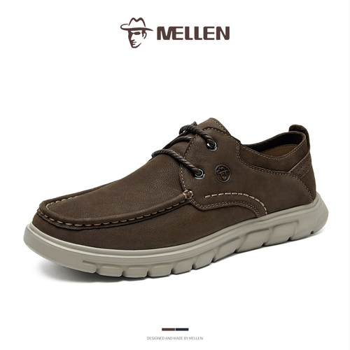 MELLEN名郎真牛皮轻便系带休闲鞋
