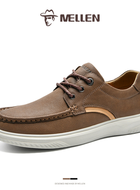 MELLEN名郎男士2025秋冬新款软底轻便平底真皮帆船鞋舒适休闲皮鞋