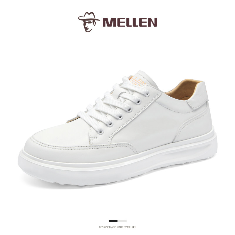 MELLEN名郎男鞋新款真皮小白鞋时尚百搭轻便舒适休闲鞋厚底板鞋男,流行男鞋,休闲板鞋,淘宝优惠券,粉丝福利购,淘宝优惠卷