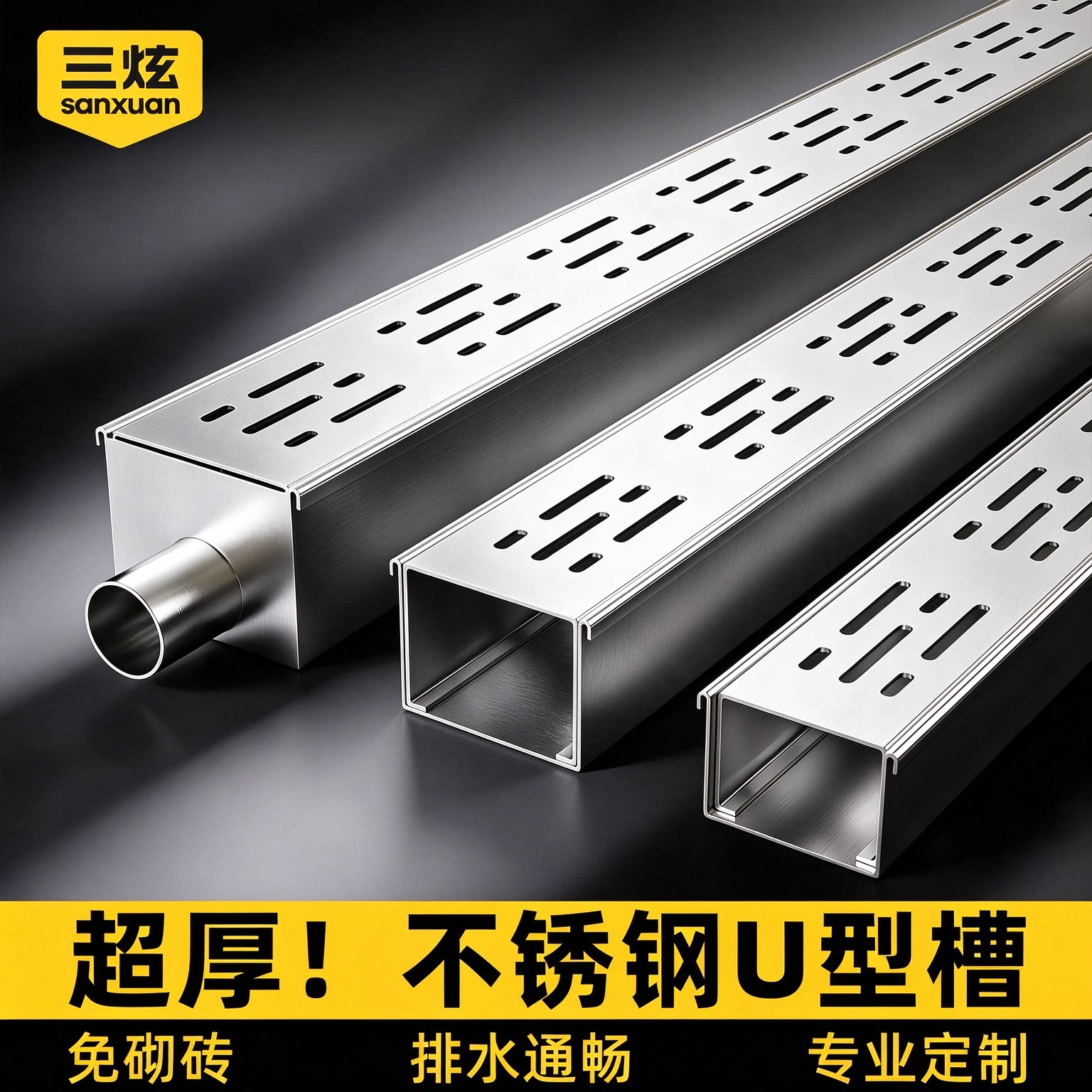 不锈钢排水沟排水槽庭院户外室外成品线型U型槽露台盖板花园地漏