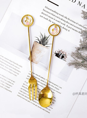 日式樱花吊坠金色叉勺礼物