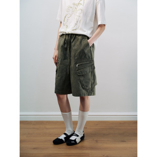 五分休闲裤 韩国东大门2026春季 短款 高腰系带百搭多口袋工装 女 新款