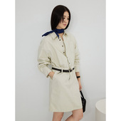 复古翻领气质收腰显瘦中裙送皮带连衣裙女 美式 欧洲站2026春季 新款