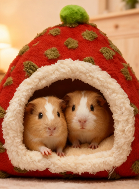 蒙古包草莓圣诞三角小宠窝豚鼠仓鼠兔子小体宠半封闭宠物窝