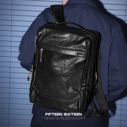 Fifteen Sixteen男士双肩包植鞣牛皮商务上班通勤16寸电脑包背包