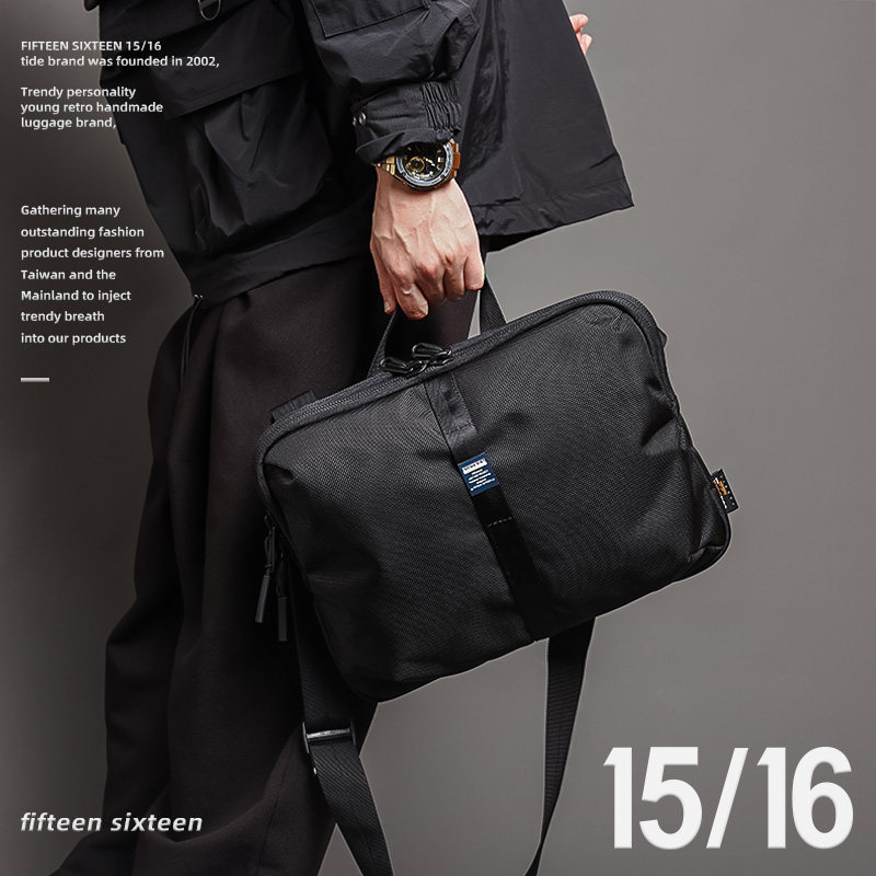 男士斜挎跨包潮牌时尚简约大容量防水单肩包休闲商务通勤公文背包