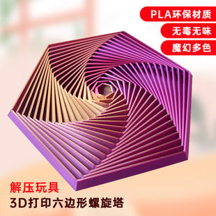 3d打印六边形螺旋塔创意益智魔幻手指尖炫酷立体旋转解压玩具礼物