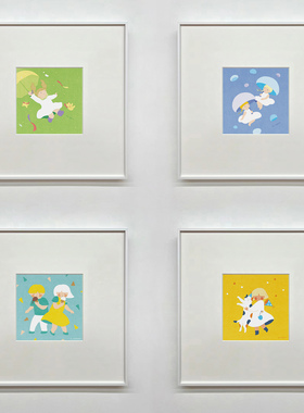 《缤纷童年》多巴胺趣味儿童房挂画组合书房卡通装饰画美育环创墙