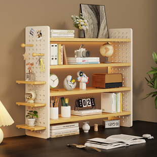 桌面置物架洞洞板桌上书架多层办公神器书桌工位上小型收纳木架子