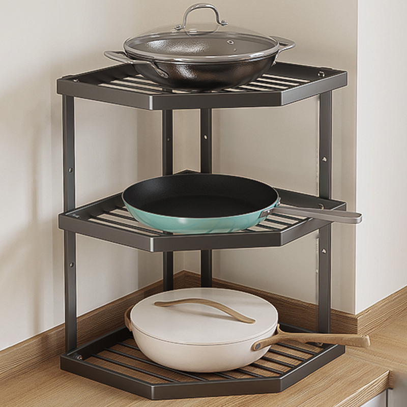 厨房置物架三脚架锅架多层整体橱柜分层下水槽转角架锅具置物架