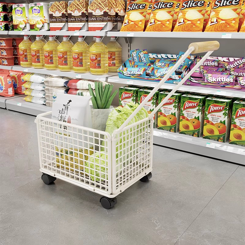 超市购物篮家用买 菜小拉车可携式轻便拉杆带轮手推车加厚商场收