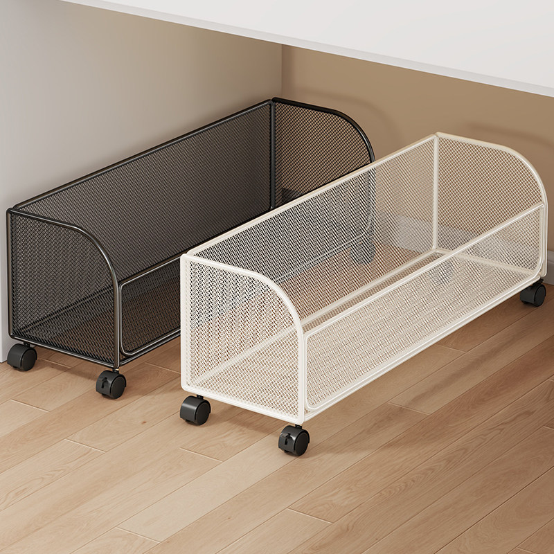办公室桌下收纳筐书包置物架学生宿舍带轮小推车工位可移动储物筐