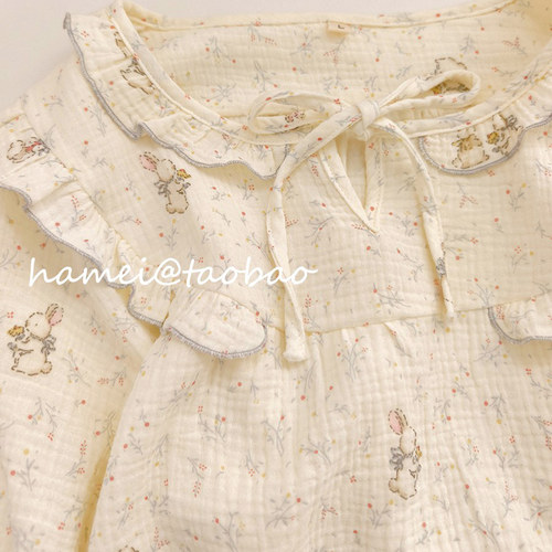 新款纯棉纱布女款纯棉柔透气套装