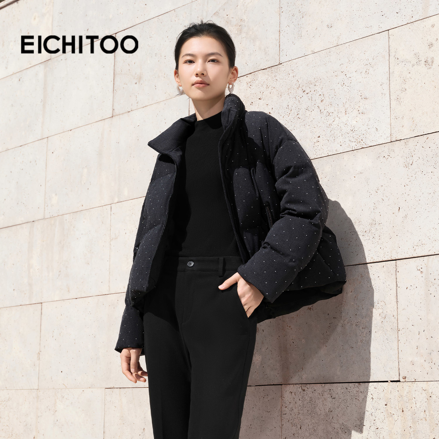 爱居兔烫钻温柔短款羽绒服2025年冬季新款立领时尚可爱外套冬,女装/女士精品,羽绒服,淘宝优惠券,粉丝福利购,淘宝优惠卷