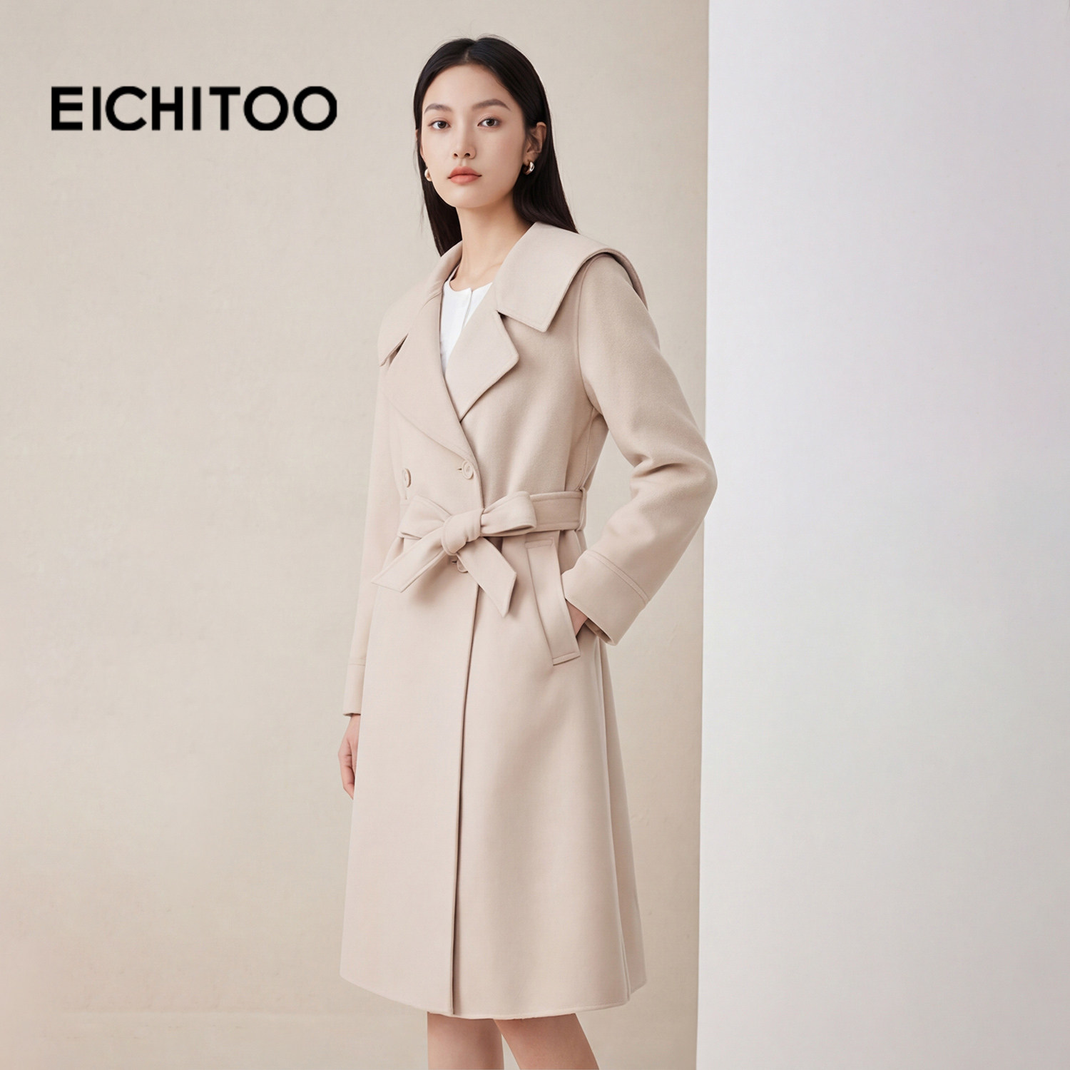 爱居兔中长款风衣女春秋新款腰带气质通勤时尚宽松外套