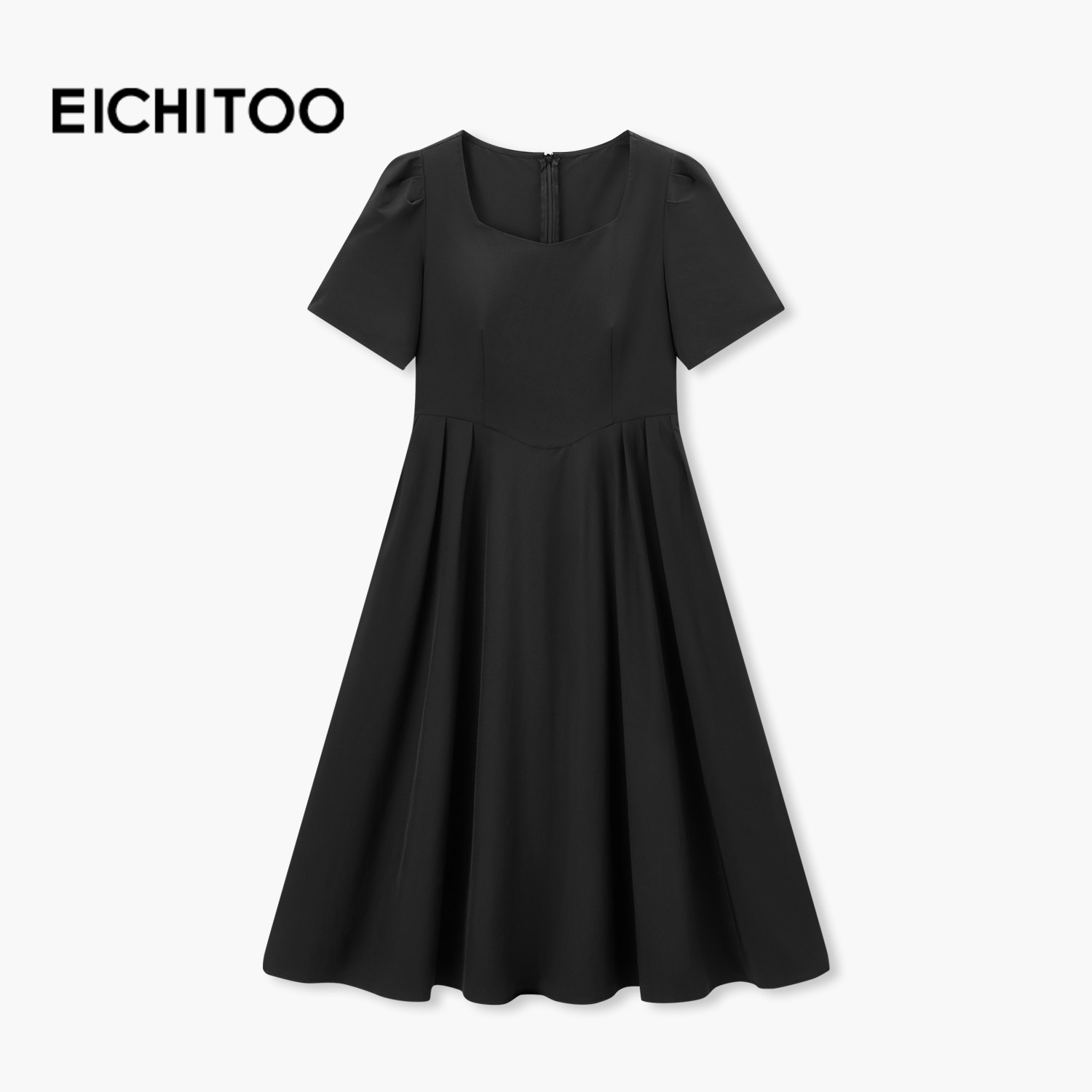 爱居兔经典时尚小黑裙连衣裙夏季新款女舒适透气长裙