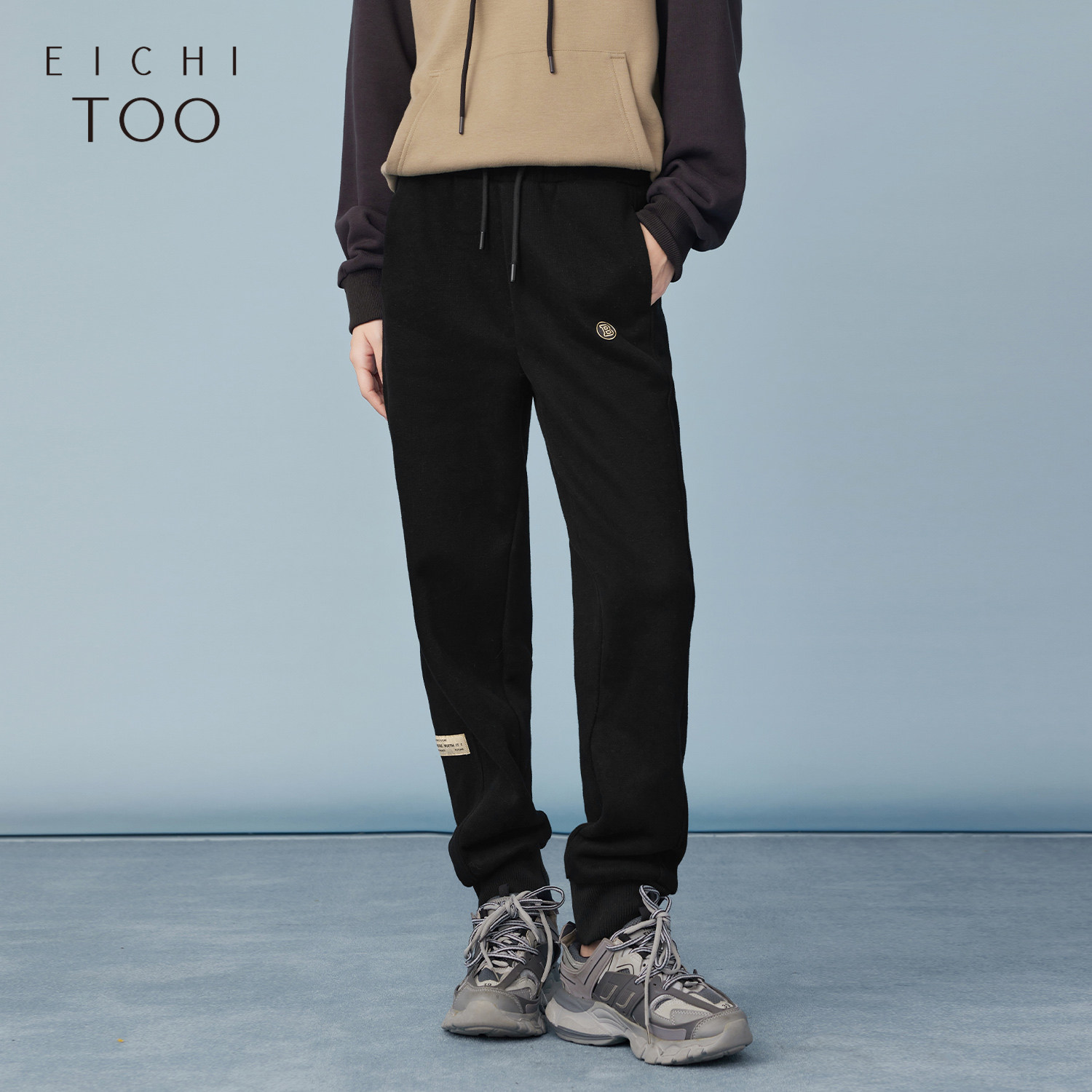 爱居兔冬季新款经典黑色休闲时尚加厚哈伦裤休闲裤