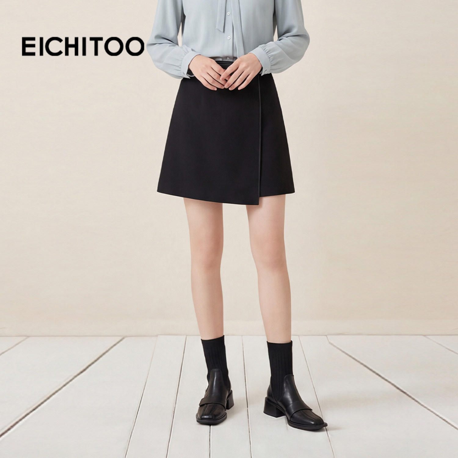 爱居兔春季新款职场通勤风斜门襟显腿长时尚半身裙裙子女