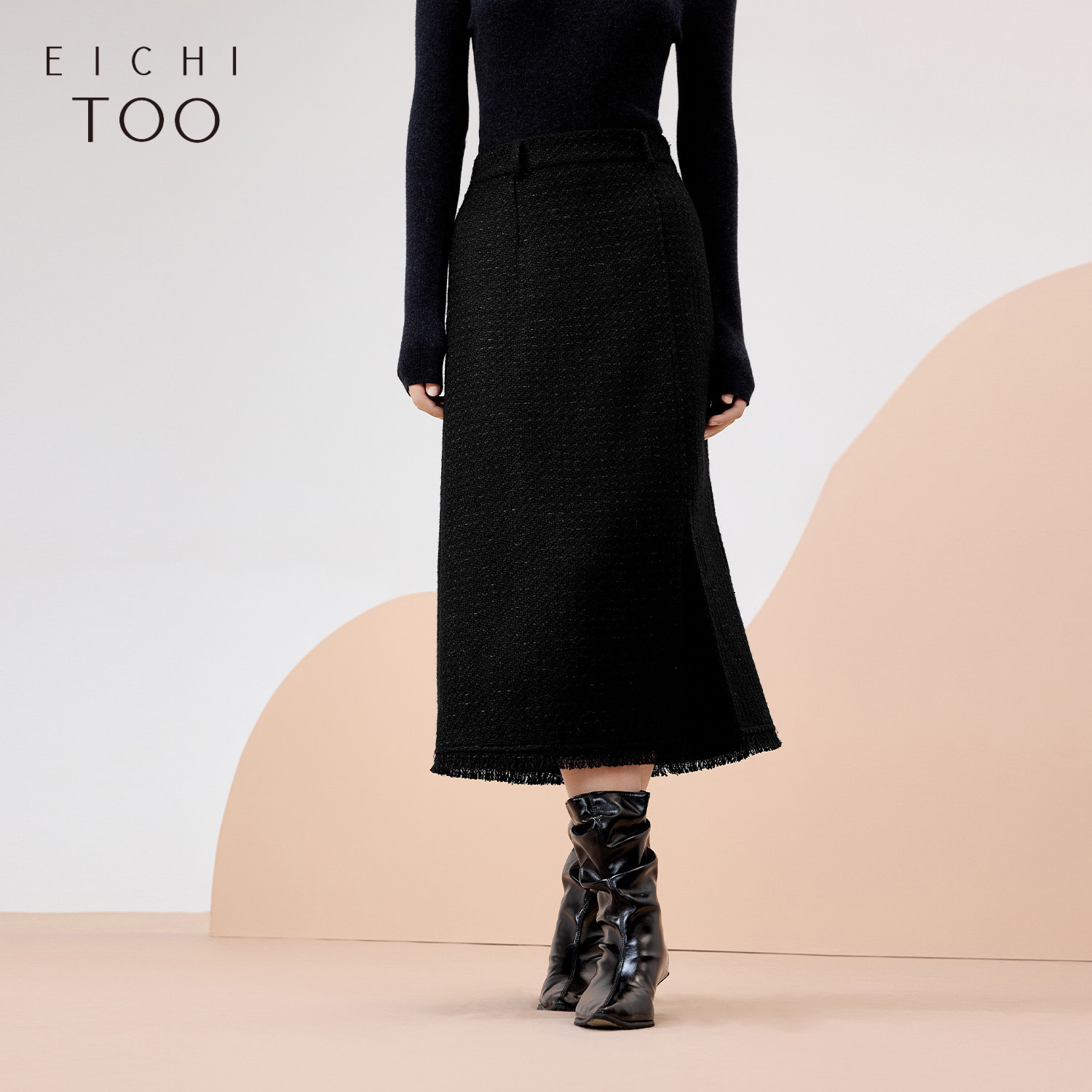 爱居兔小香风半身裙女冬季新款裙摆开叉设计感单裙,女装/女士精品,半身裙,淘宝优惠券,粉丝福利购,淘宝优惠卷