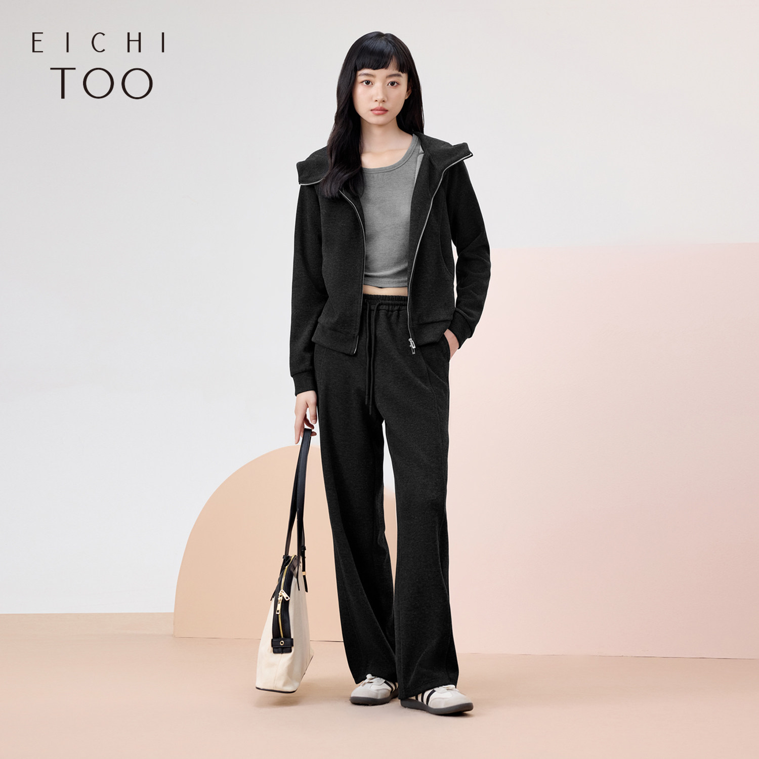 爱居兔运动风套装女冬季新款修身时尚外套裤子套装