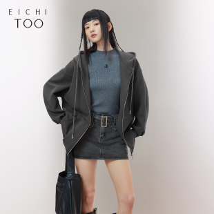 烫钻外套上衣 宽松廓形时尚 爱居兔连帽开衫 卫衣女春秋新款