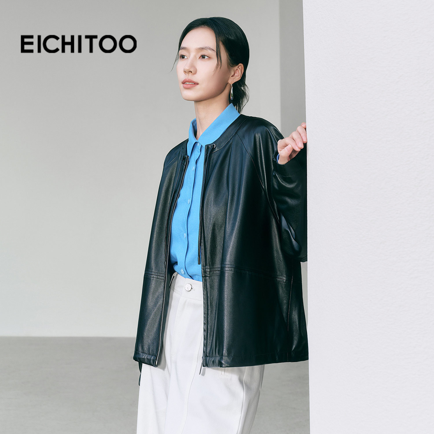 爱居兔甜酷风pu皮衣短外套女2026年春季新款黑色小个子圆领夹克,女装/女士精品,短外套,淘宝优惠券,粉丝福利购,淘宝优惠卷