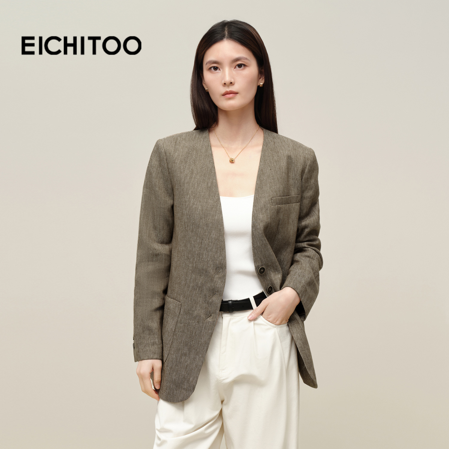 混色亚麻仿牛仔面料，透气舒适