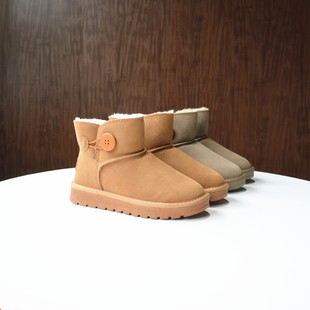 一颗扣雪地靴~ 牛反绒真皮棉靴2025冬季加厚保暖短筒百搭时尚短靴