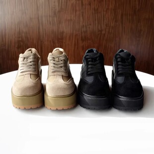 牛反绒加绒松糕鞋 俄单 2024秋冬复古增高显瘦厚底休闲鞋 反季